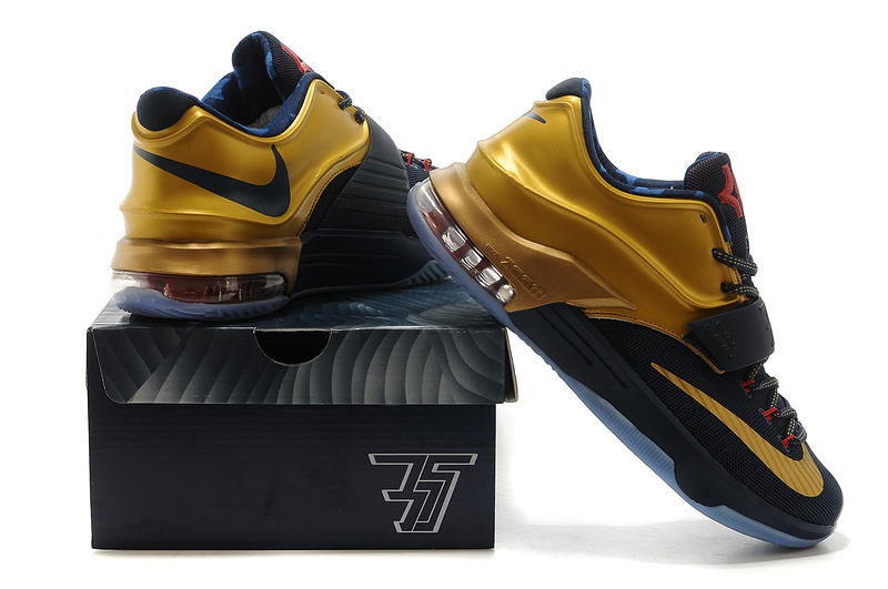 Nike Kevin Durant 7 Black Gold Red Basketball Shoes - Click Image to Close