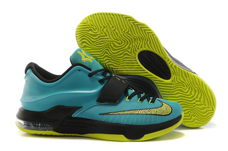 Nike Kevin Durant 7 Blue Black Gold Basketball Shoes - Click Image to Close