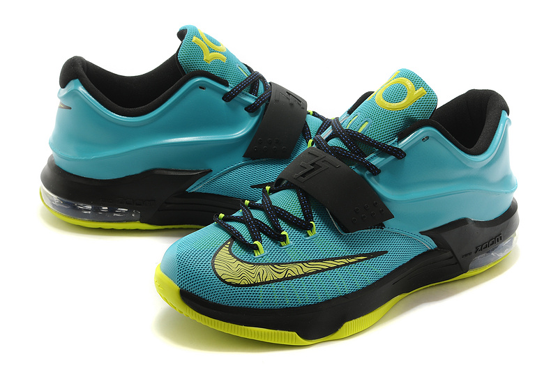 Nike Kevin Durant 7 Blue Black Gold Basketball Shoes - Click Image to Close