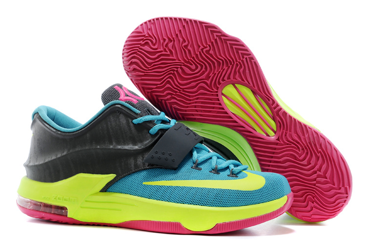 Nike Kevin Durant 7 Blue Black Yellow Pink Basketball Shoes