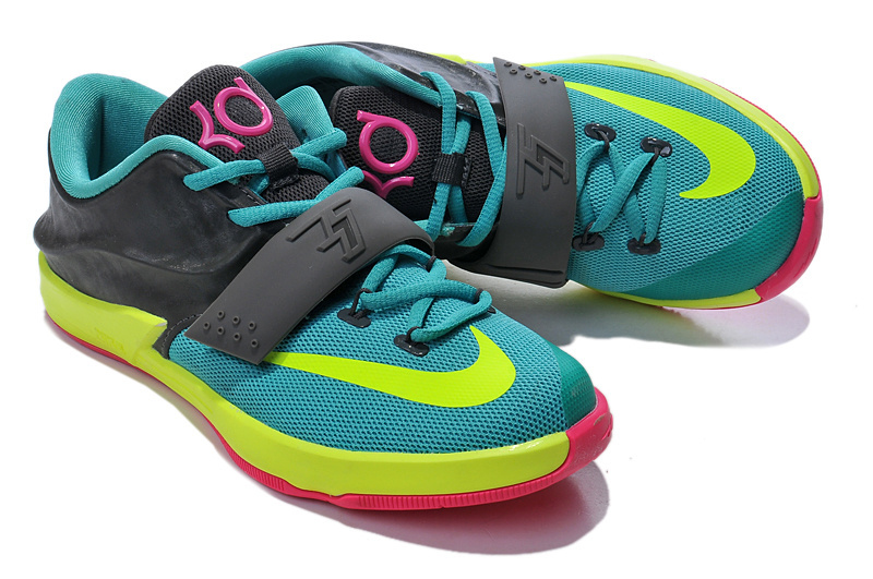 Kid's Kevin Durant 7 Blue Black Yellow Pink - Click Image to Close