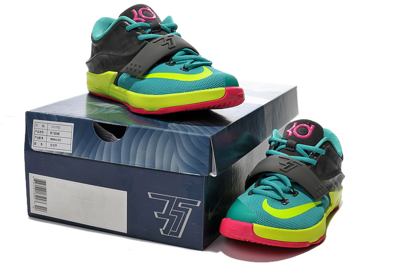 Kid's Kevin Durant 7 Blue Black Yellow Pink - Click Image to Close