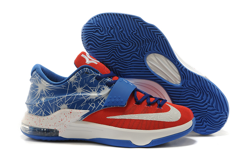 Nike Kevin Durant 7 Blue Red White Basketball Shoes - Click Image to Close