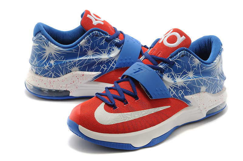 Nike Kevin Durant 7 Blue Red White Basketball Shoes - Click Image to Close