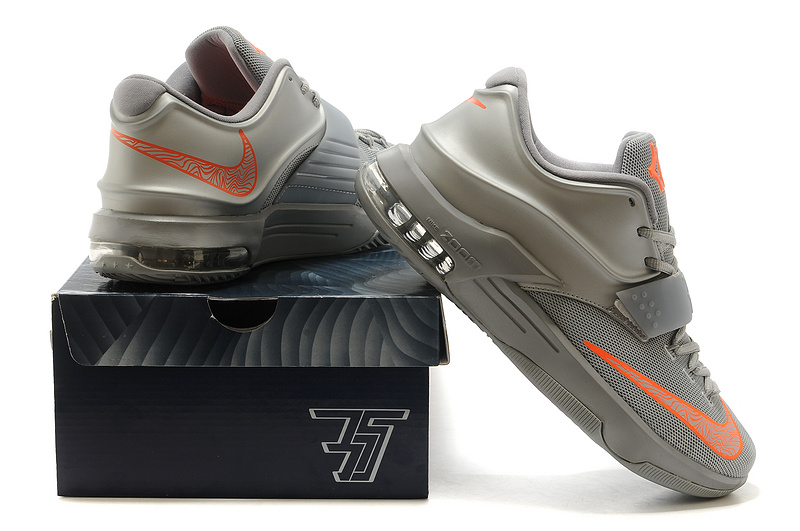 Nike Kevin Durant 7 Grey Orange Basketball Shoes - Click Image to Close