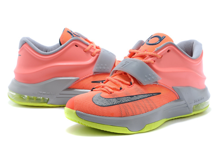 Nike Kevin Durant 7 Grey Orange Yellow Basketball Shoes - Click Image to Close