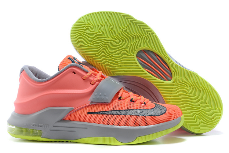 Nike Kevin Durant 7 Grey Orange Yellow Basketball Shoes