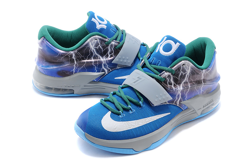 Nike KD 7 Thunder Blue Grey White Shoes - Click Image to Close