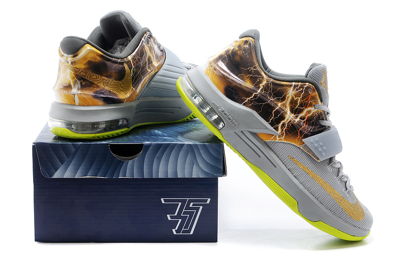 Nike KD 7 Thunder Grey Green Gold Shoes