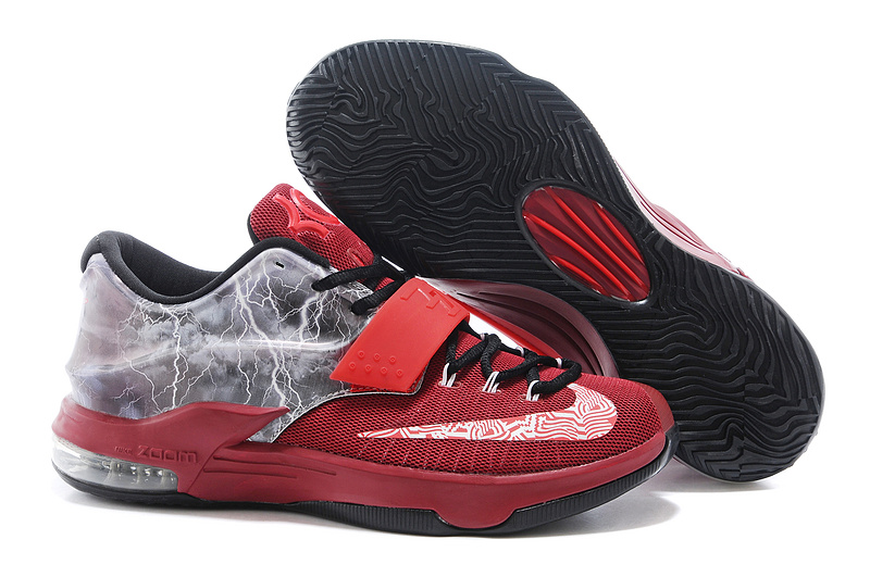 Nike KD 7 Thunder Wine Red Black Shoes - Click Image to Close