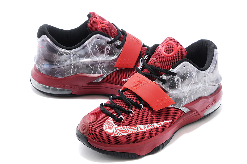 Nike KD 7 Thunder Wine Red Black Shoes - Click Image to Close