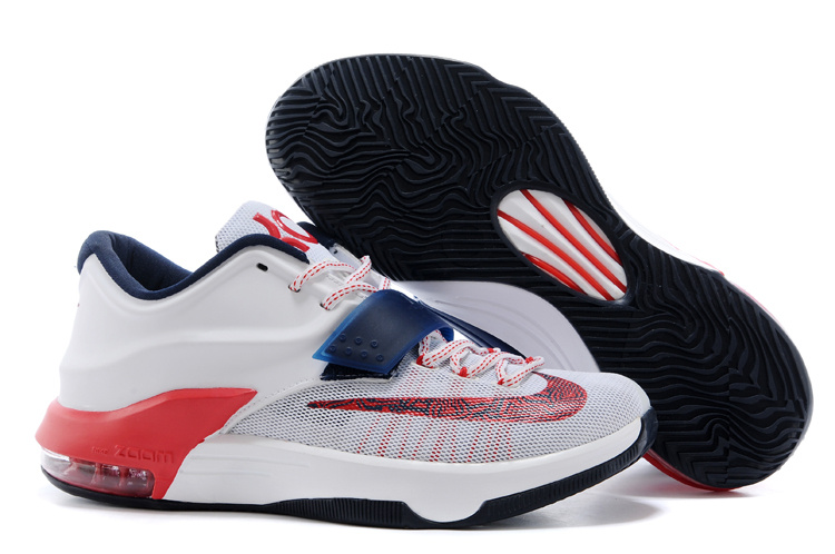 Nike Kevin Durant 7 White Blue Red Basketball Shoes - Click Image to Close