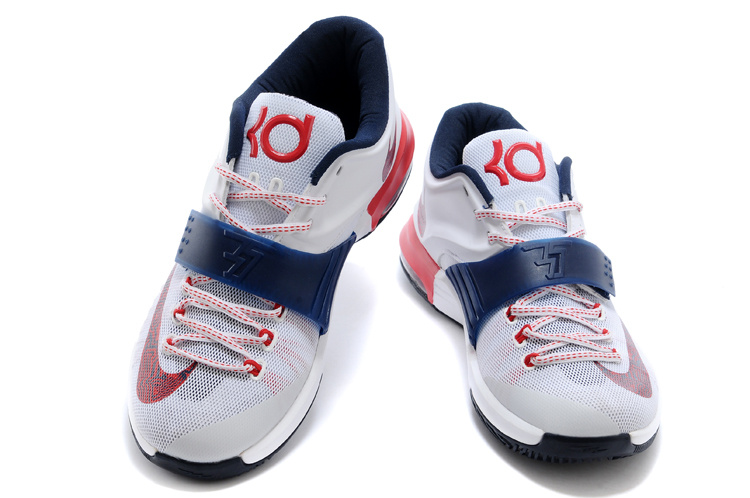 Nike Kevin Durant 7 White Blue Red Basketball Shoes - Click Image to Close