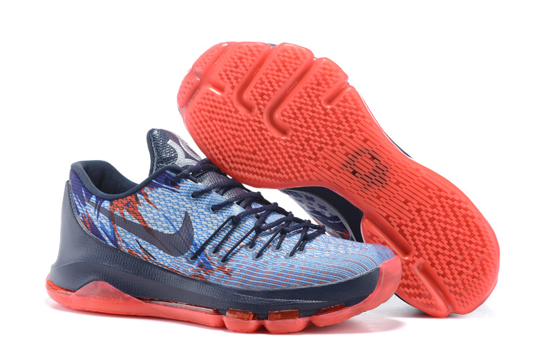 Nike KD 8 Blue Black Orange Basketball Shoes - Click Image to Close