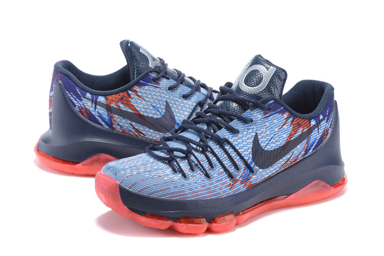 Nike KD 8 Blue Black Orange Basketball Shoes - Click Image to Close