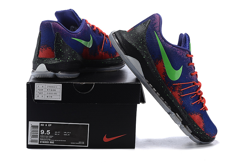 Nike KD 8 Purple Blue Green Basketball Shoes