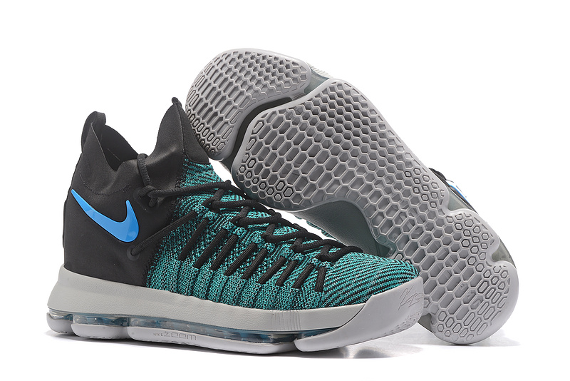 Nike KD 9 Elite Green Black Blue Shoes - Click Image to Close