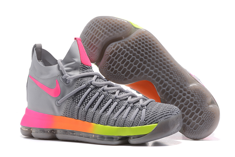 Nike KD 9 Elite Grey Orange Fluorscent Shoes - Click Image to Close