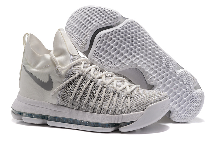 Nike KD 9 Elite Playoff Grey White Shoes - Click Image to Close