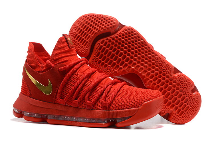 Nike Kevin Durant 10 All Red Gold Shoes