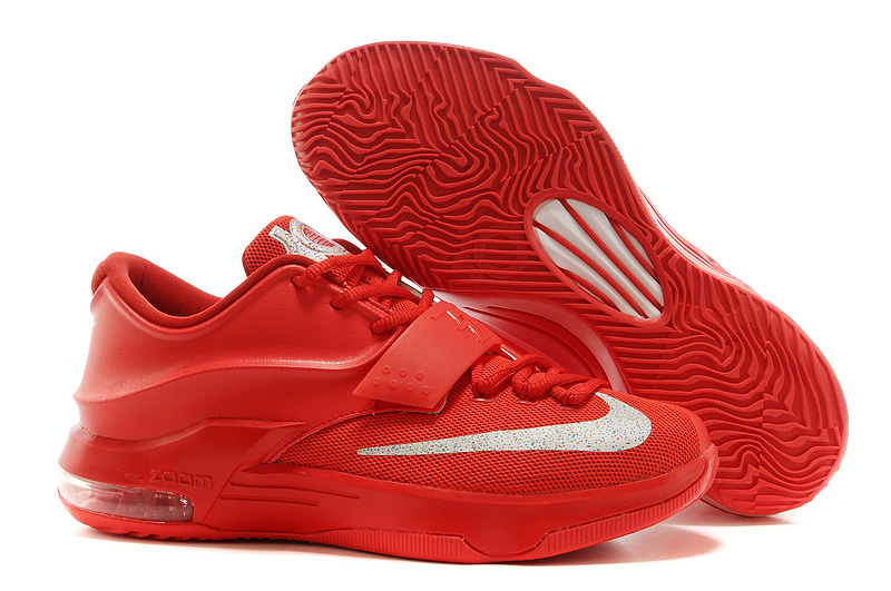 Nike Kevin Durant 7 All Red White Logo Basketball Shoes