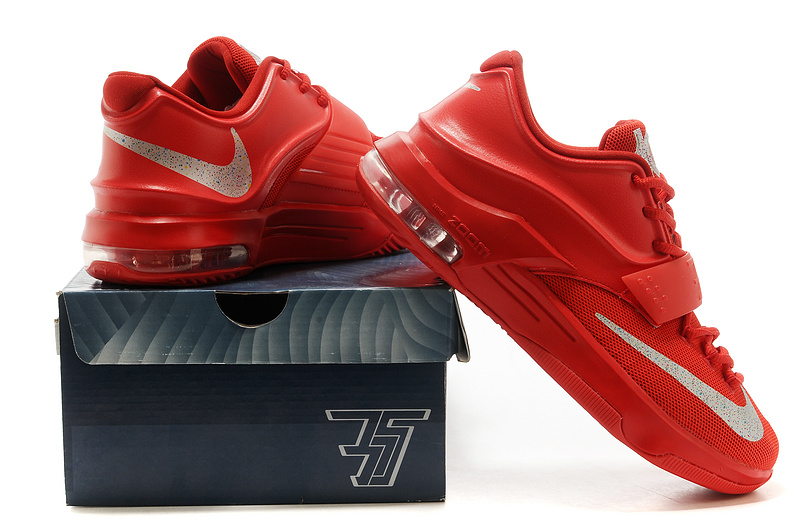 Nike Kevin Durant 7 All Red White Logo Basketball Shoes - Click Image to Close