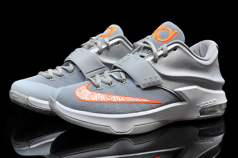 Nike Kevin Durant 7 Grey Orange Shoes - Click Image to Close