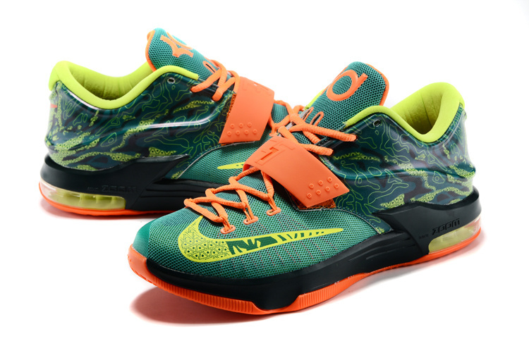 Nike Kevin Durant 7 Weathman Green Black Orange Shoes - Click Image to Close