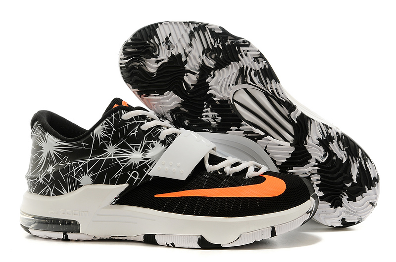 Nike Kevin Durant 7 White Black Orange Basketball Shoes - Click Image to Close