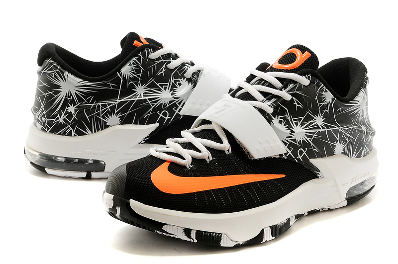 Nike Kevin Durant 7 White Black Orange Basketball Shoes - Click Image to Close