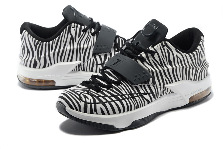 Nike Kevin Durant 7 Zebra Strip Black White Shoes