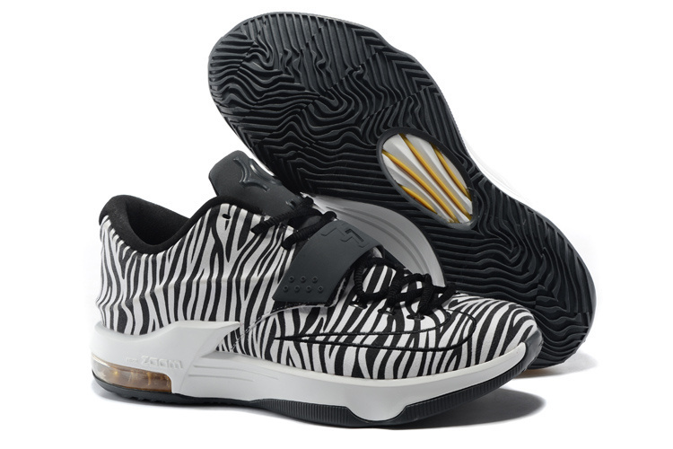 Nike Kevin Durant 7 Zebra Strip Black White Shoes - Click Image to Close