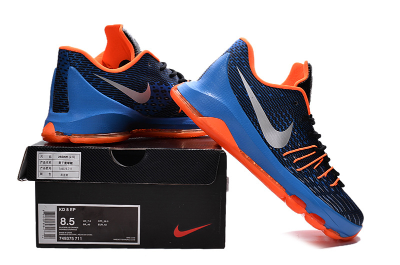 Nike Kevin Durant 8 Blue Black Orange Shoes - Click Image to Close