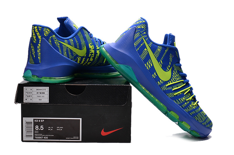 Nike Kevin Durant 8 Blue Fluorscent Green Shoes - Click Image to Close