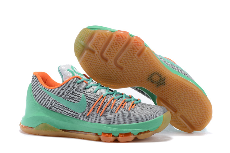 Nike Kevin Durant 8 White Green Orange Shoes - Click Image to Close