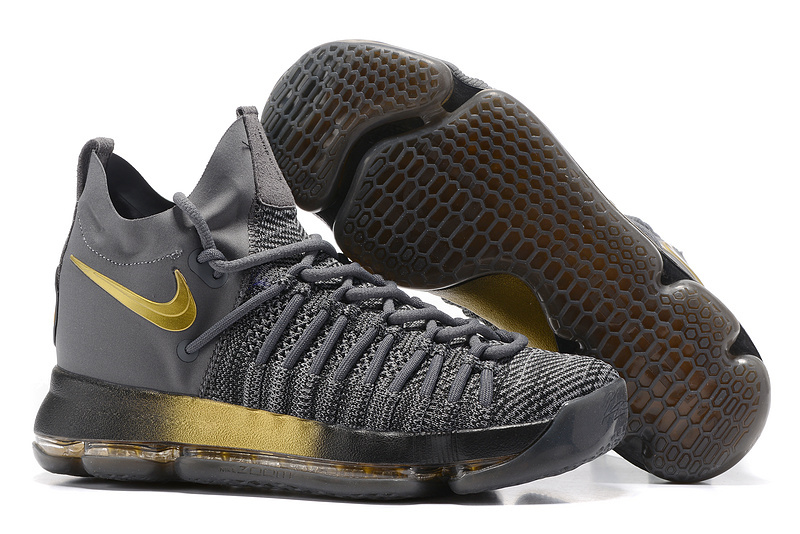 Nike Kevin Durant 9 Elite Carbon Grey Gold Shoes - Click Image to Close