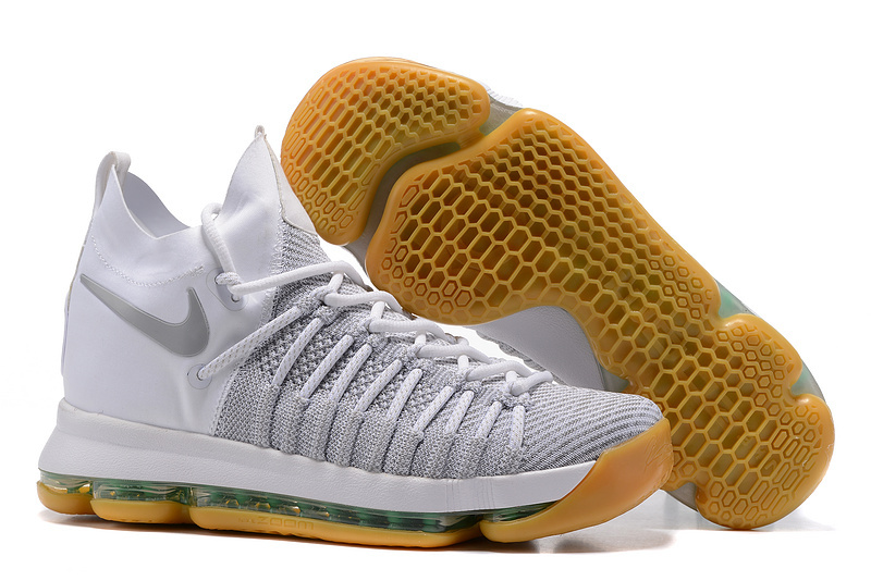 Nike Kevin Durant 9 Elite Grey White Yellow Shoes - Click Image to Close