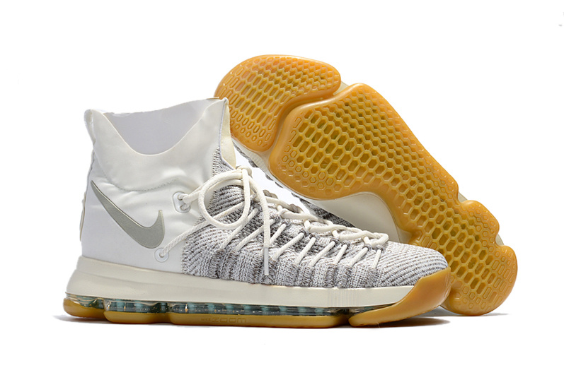 Nike Kevin Durant 9 Elite White Grey Yellow Shoes - Click Image to Close