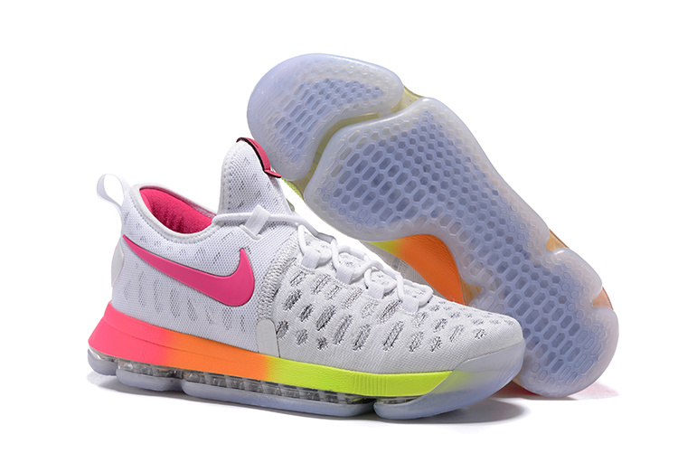 Nike Kevin Durant 9 White Red Fluorscent Green Shoes - Click Image to Close