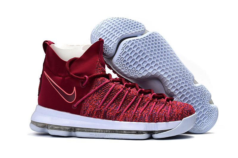 Nike Kevin Durant 9 Wine Red White Shoes - Click Image to Close