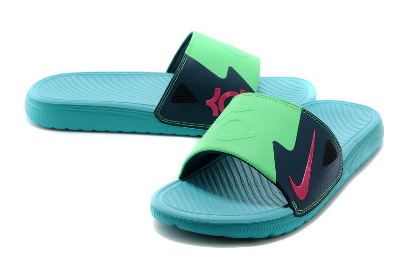 Nike Kevin Durant Hydro Blue Black Green Sandal - Click Image to Close
