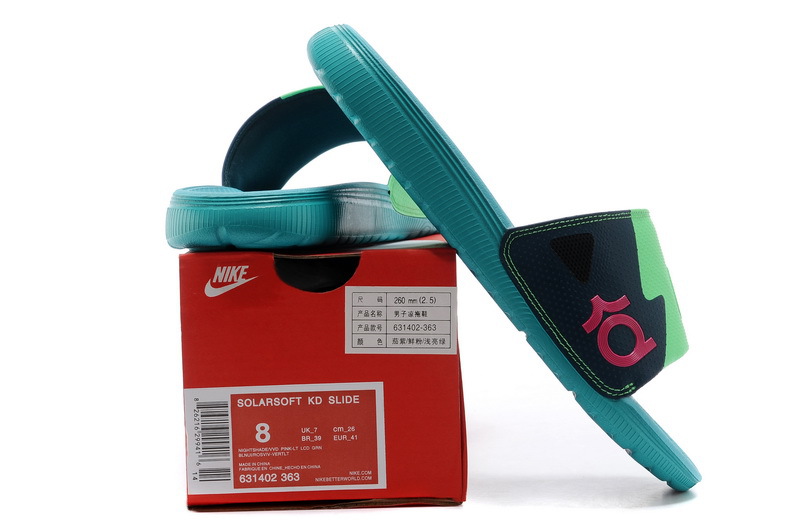 Nike Kevin Durant Hydro Blue Black Green Sandal - Click Image to Close