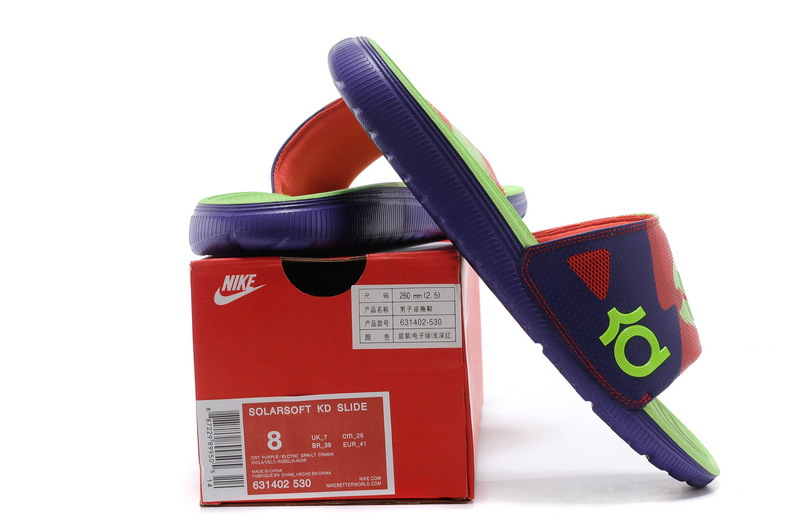 Nike Kevin Durant Hydro Purple Red Green Sandal - Click Image to Close