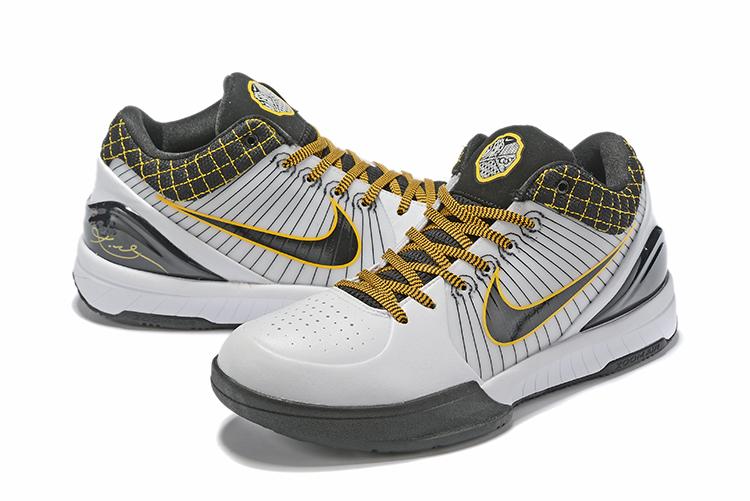 2019 Nike Kobe 4 White Black Yellow Shoes