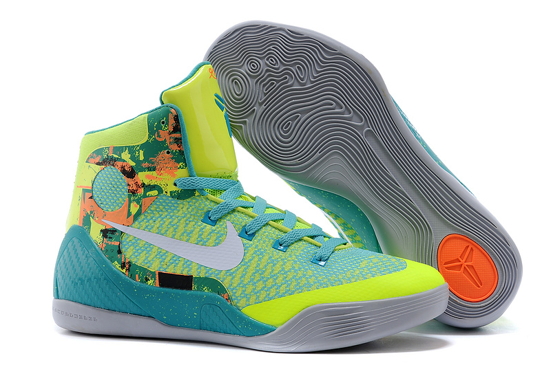 Nike Kobe Bryant 9 High Green Blue Yellow Men Women Shoes - Click Image to Close