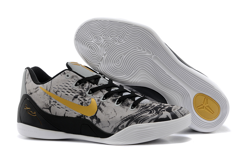 Nike Kobe Bryant 9 Low Grey Black Gold For Women - Click Image to Close