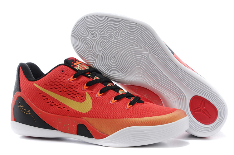 Nike Kobe Bryant 9 Low Red Black Gold For Women - Click Image to Close