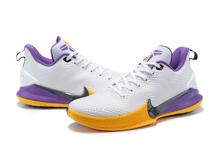 2019 Nike Kobe Mamba Lakers White Purple Yellow Shoes - Click Image to Close