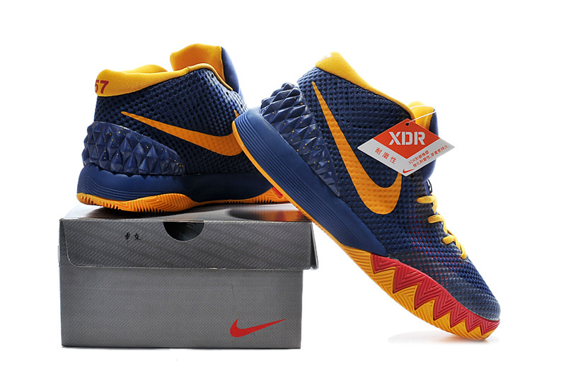 Nike Kyrie 1 Shoes 57 Minutes Dark Blue Yellow Red - Click Image to Close