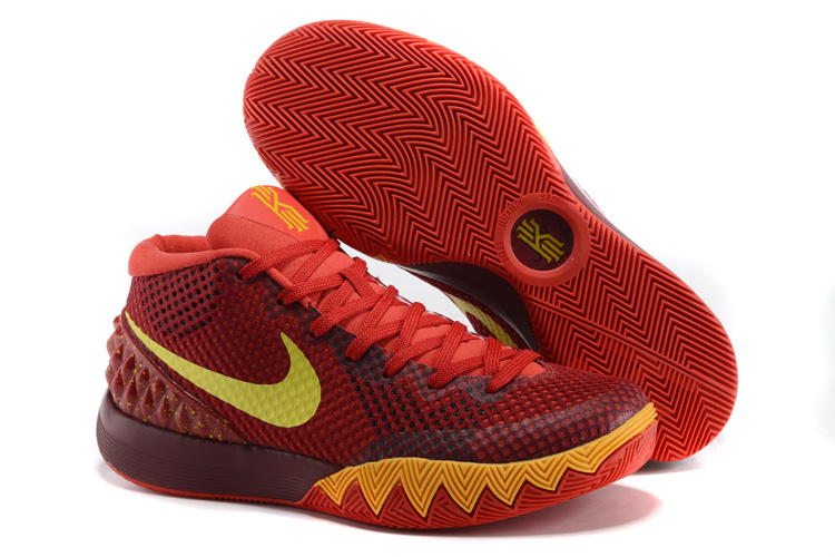 Nike Kyrie 1 Wine Red Yellow Basketball Shoes